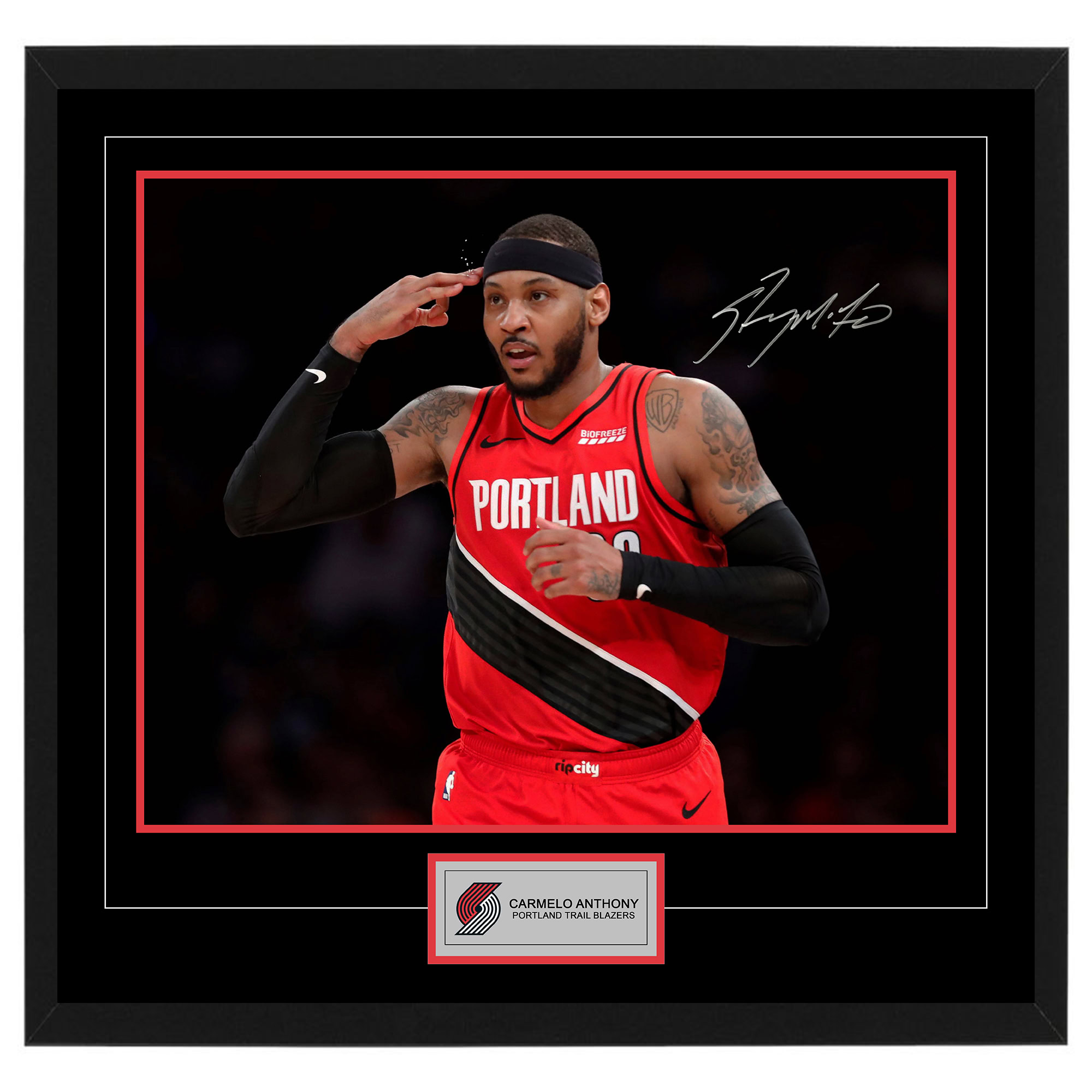 Basketball – CARMELO ANTHONY Signed & Framed Portland 16×2...