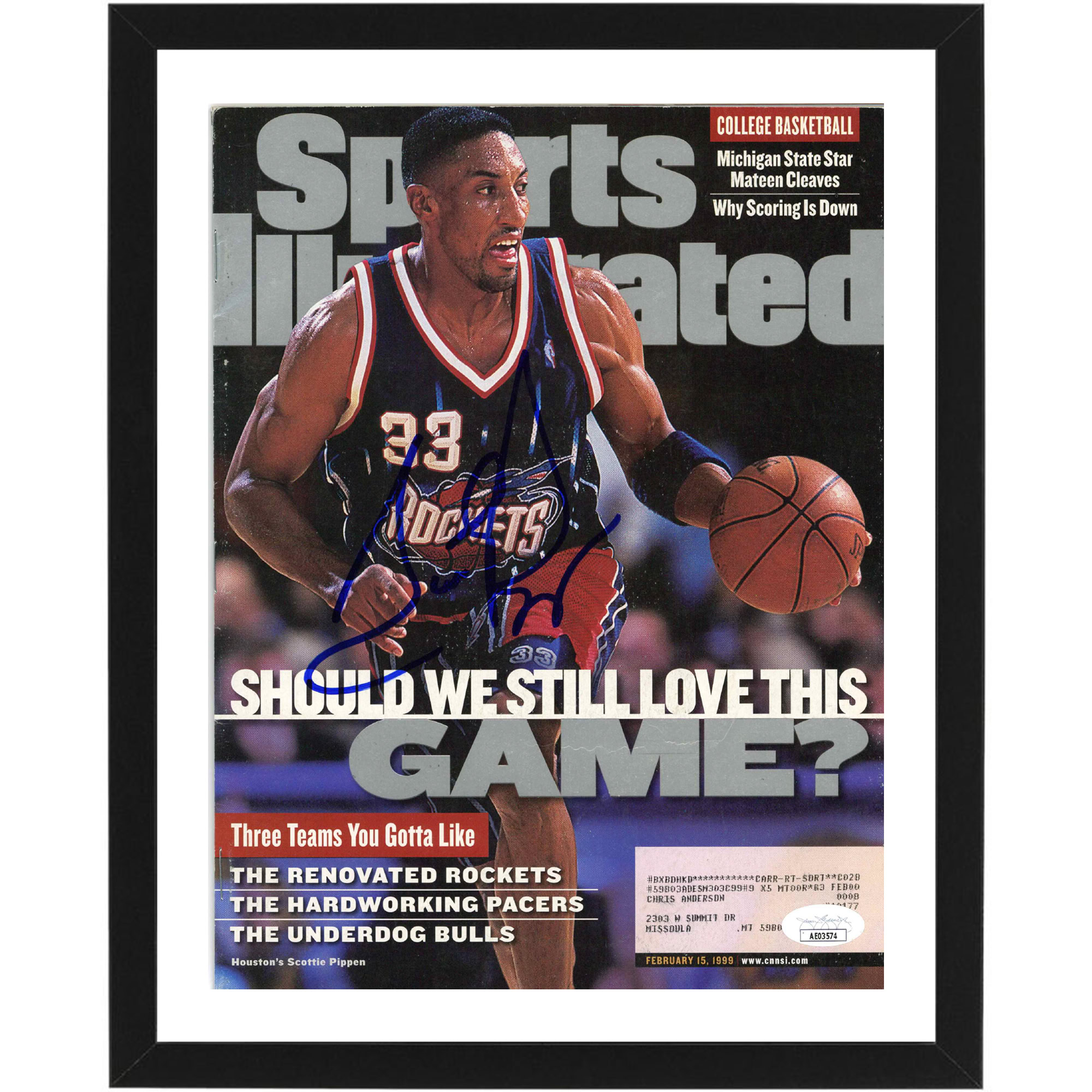 Basketball – Scottie Pippen Signed & Framed Sports Illustra...