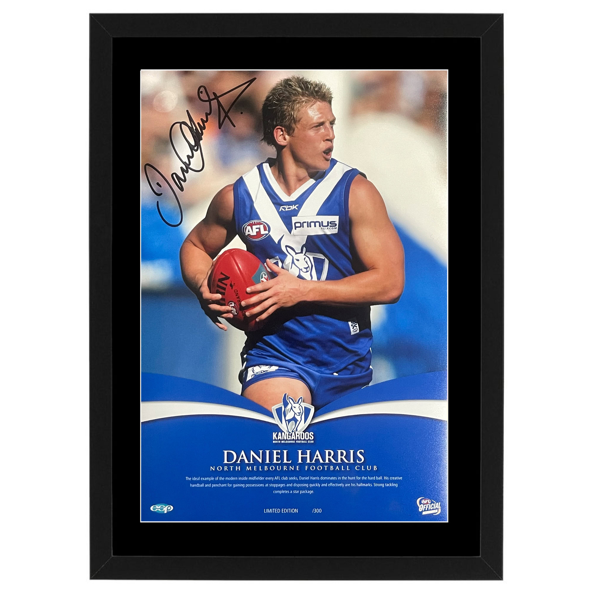 North Melbourne Kangaroos – Daniel Harris Signed & Framed S...