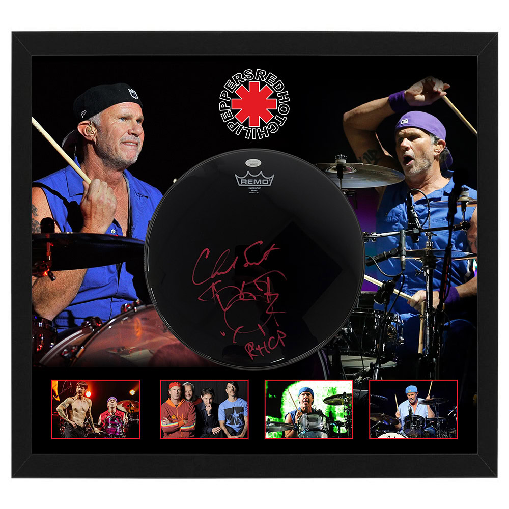 CHAD SMITH Signed & Framed Drum Head/Drum Skin Red Hot Chilli Pep...