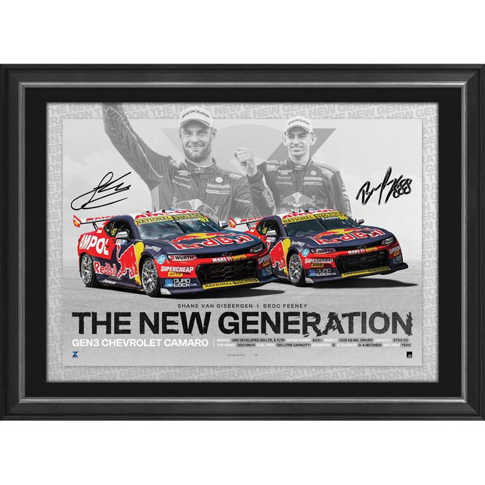 Shane van Gisbergen and Broc Feeney Signed Lithograph Triple Eight New...