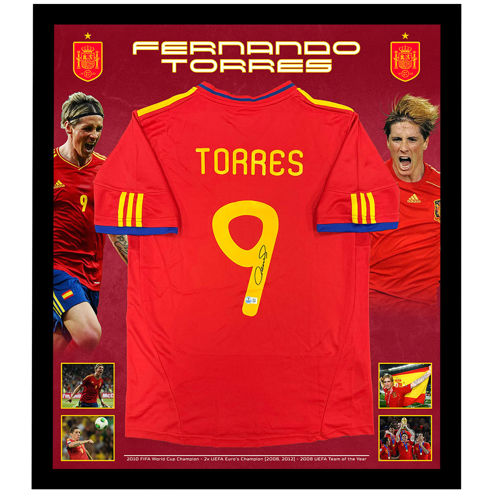 Soccer – Fernando Torres Signed & Framed Spain Jersey (Beckett ...