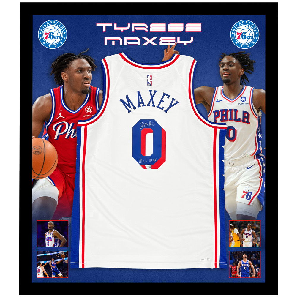 Basketball – Tyrese Maxey Signed & Framed Philadelphia 76er...