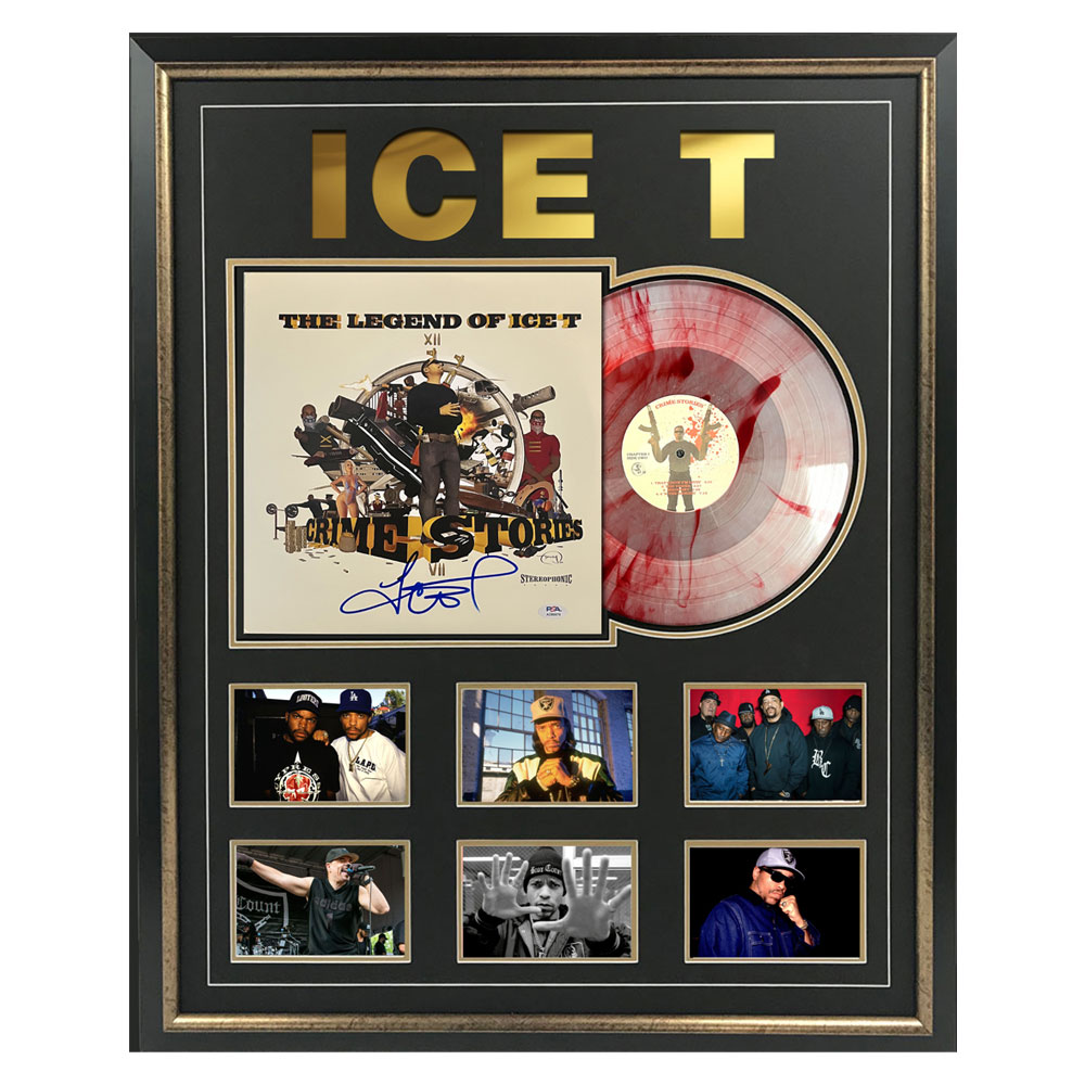 Music – Ice T – Crime Stories Signed & Framed Album C...