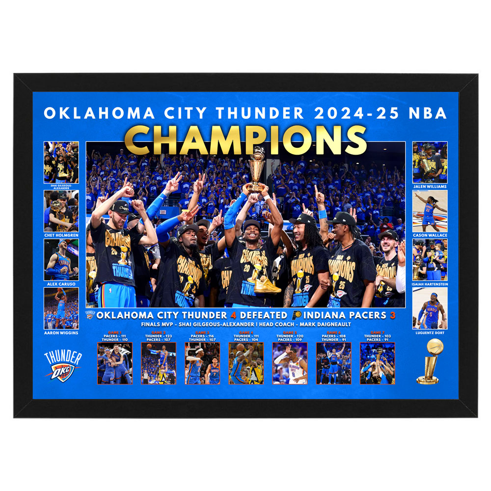 OKLAHOMA CITY THUNDER 2024-25 NBA Champions Framed Sportsprint