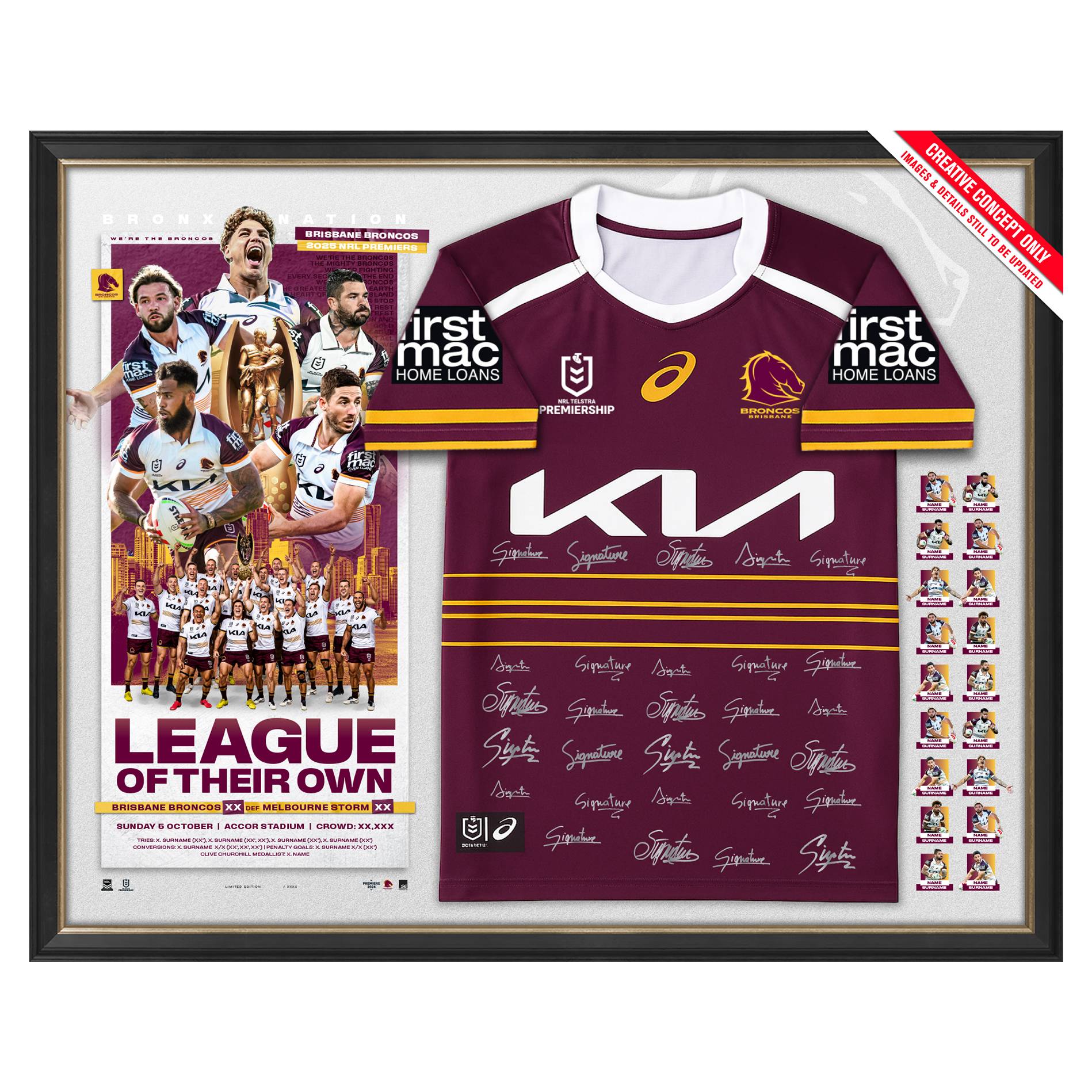 PRE-ORDER Brisbane Broncos 2025 Premiership Team Signed Jersey