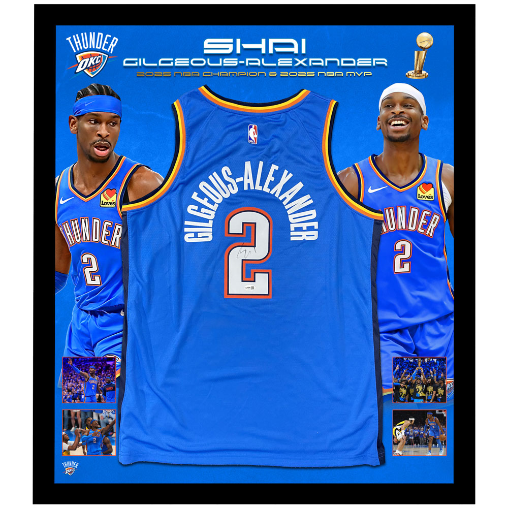 Shai Gilgeous-Alexander Signed & Framed OKC Thunder Jersey 2025 N...