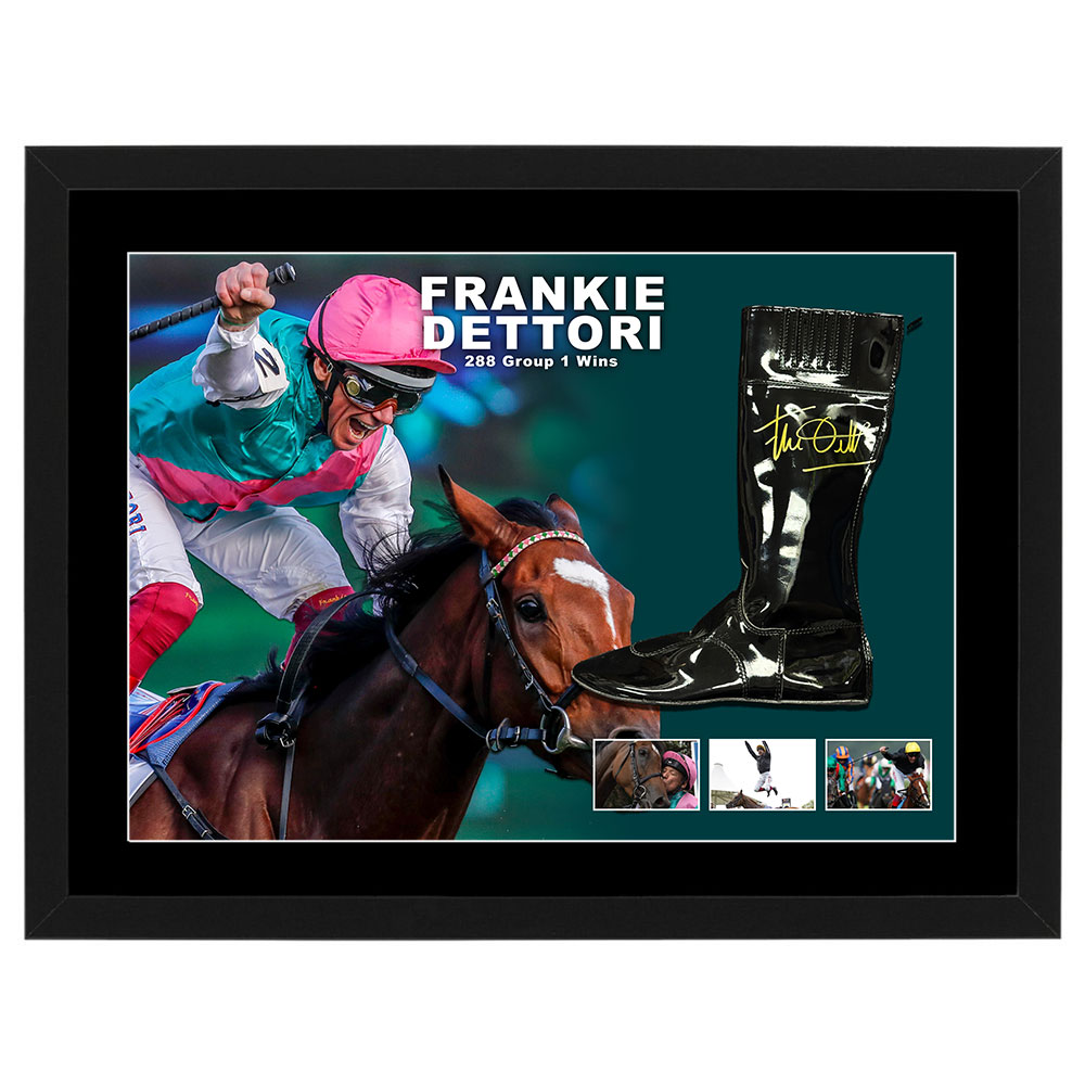 Horse Racing – Frankie Dettori Signed & Framed Racing Boot