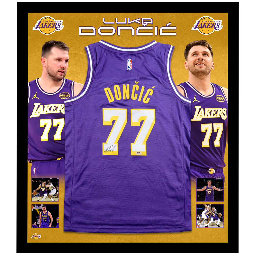 Basketball – Luka Doncic Signed & Framed Purple Lakers Jers...