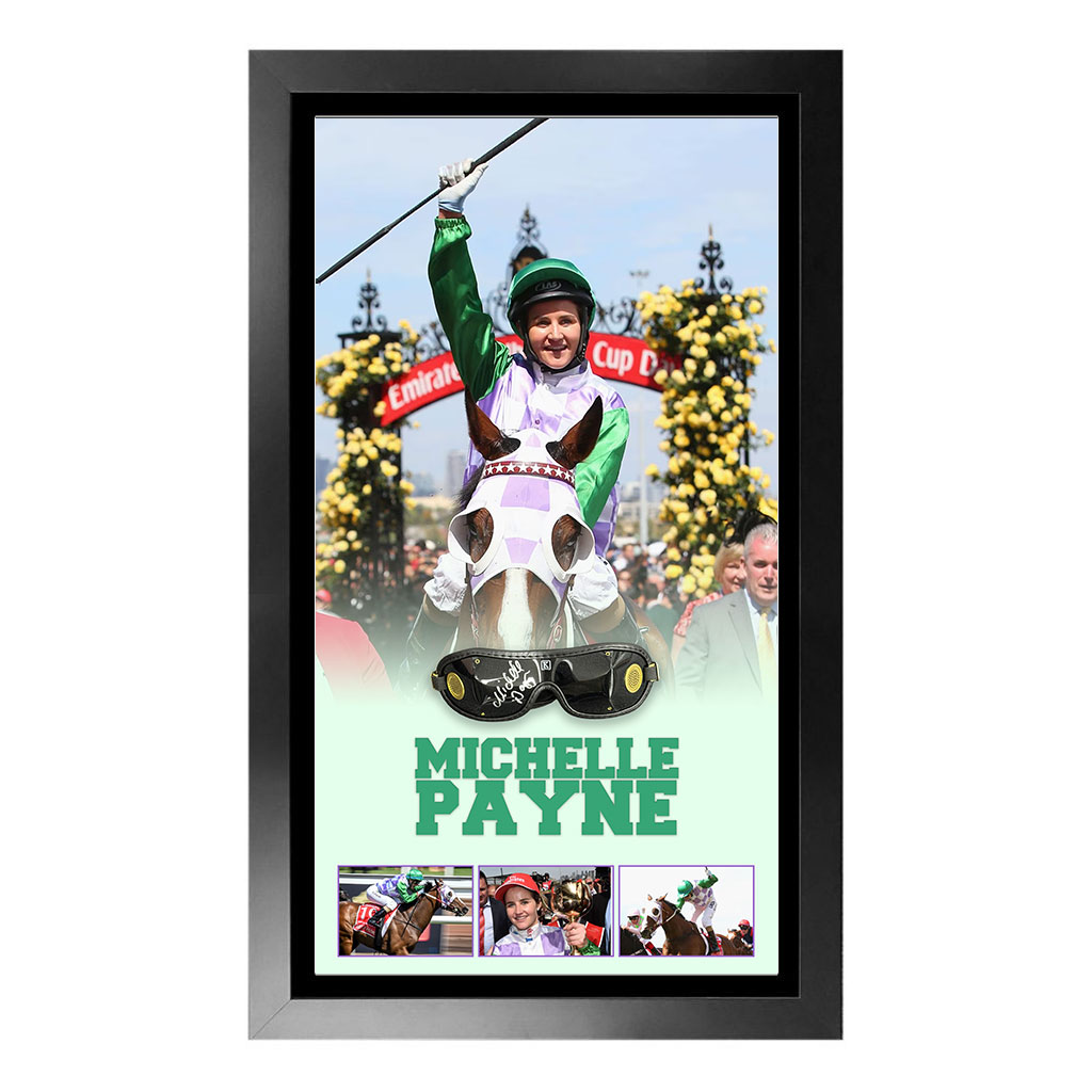 Horse Racing – Michelle Payne Signed & Framed Racing Goggle...