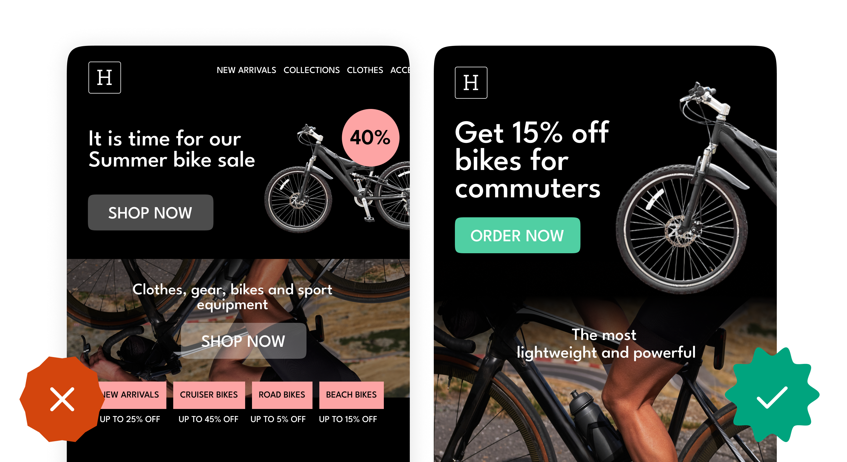 Diagram comparing homepages and landing pages