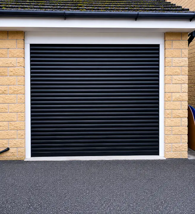 black garage door