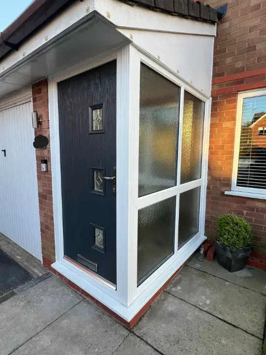 blue door of porch