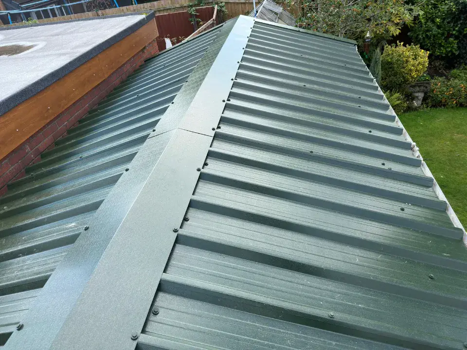 green steel roof