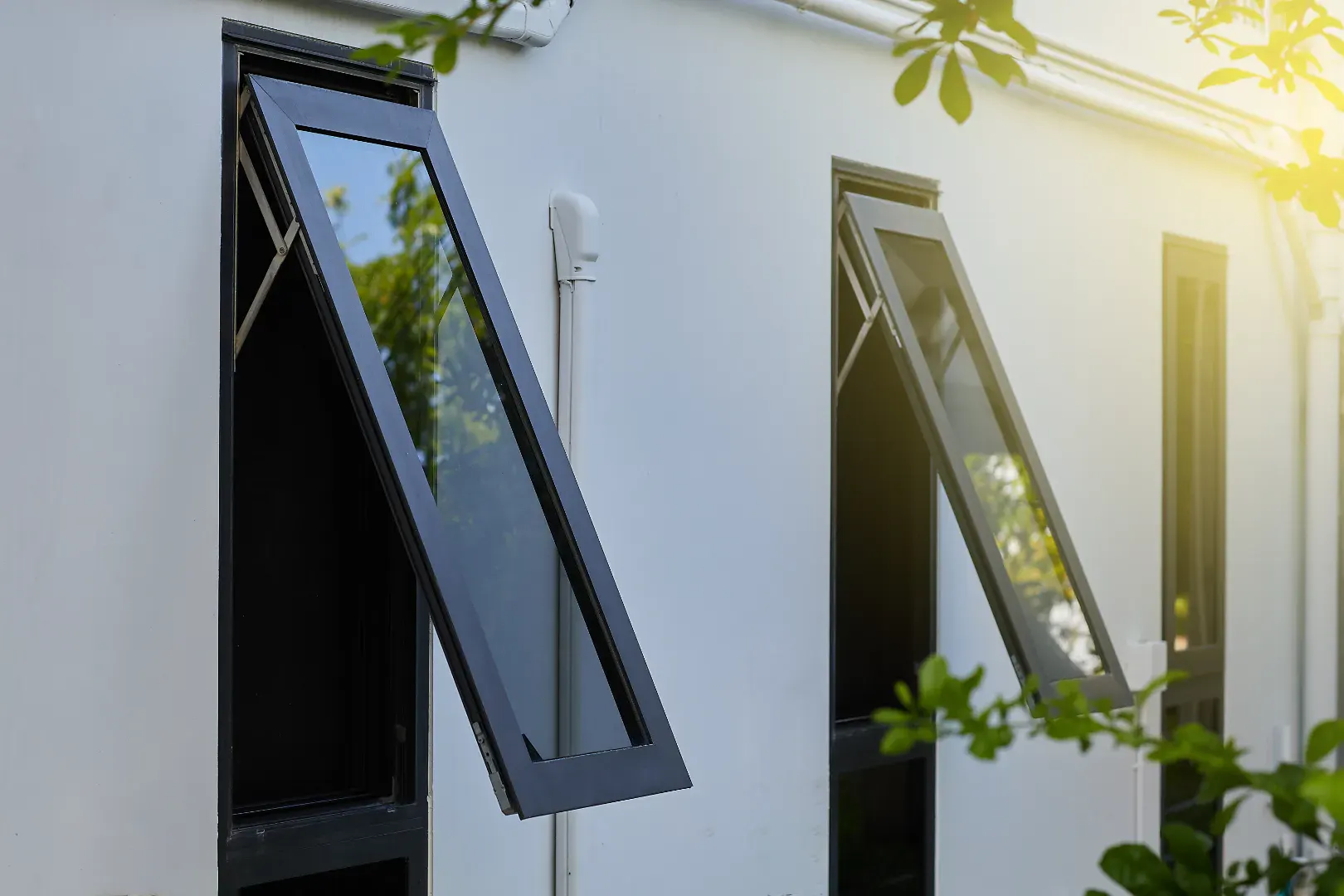 aluminium black framed tilt turn window