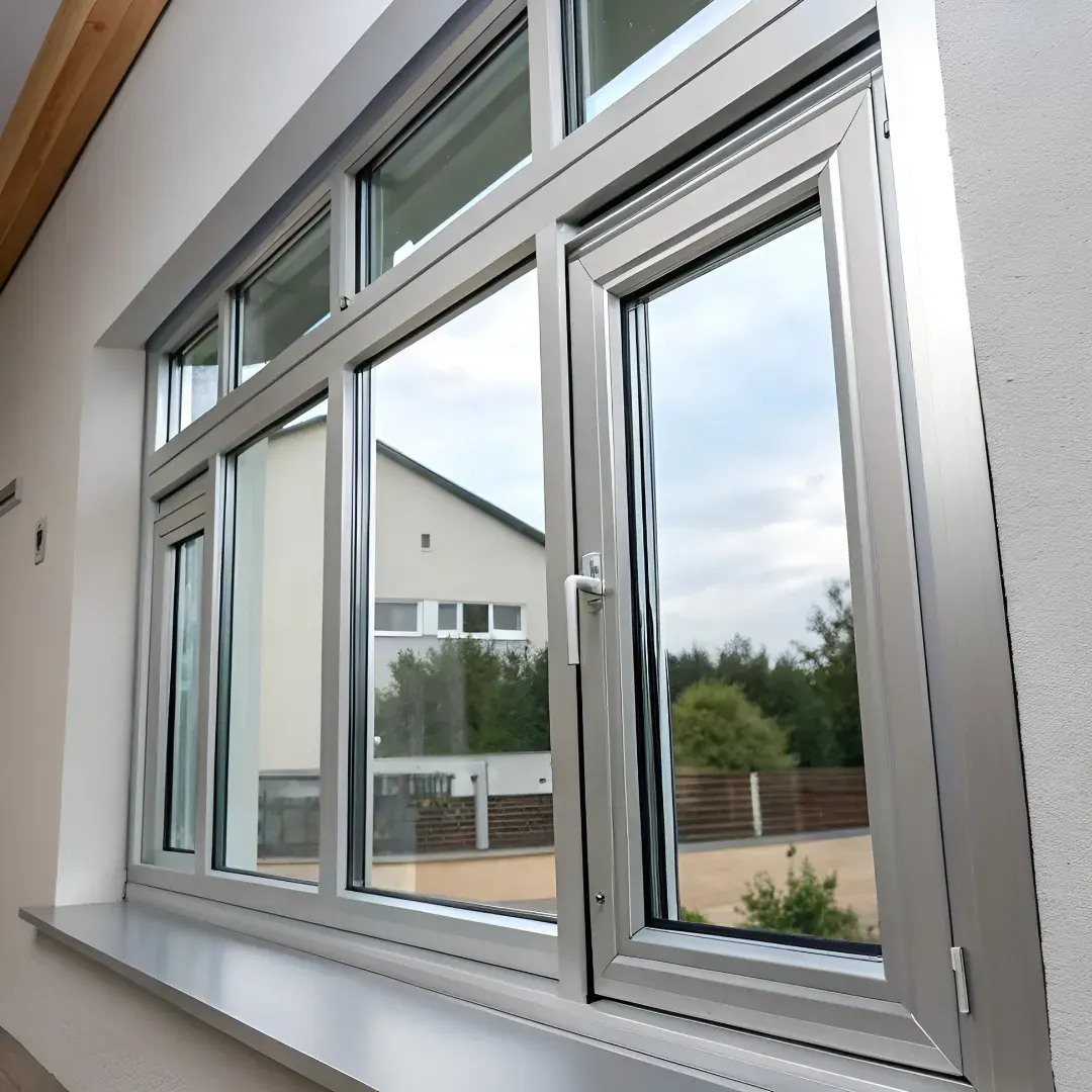 aluminium grey framed window