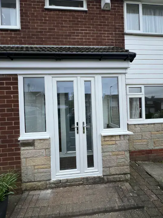 white brick porch