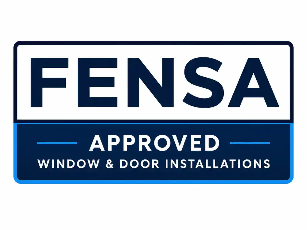 FENSA approved window and door installations badge for homeowners searching for a certified replacement glazing installer.