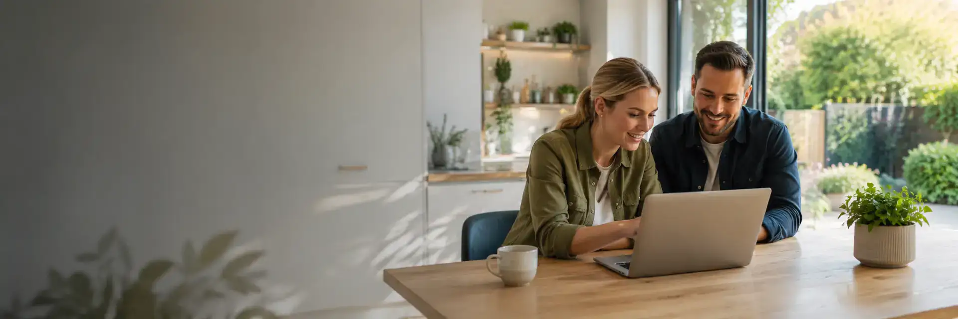 Sitemap page banner showing a couple using a laptop to find Weather Shield North West home improvement services.