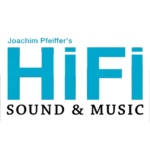 Logo HiFi Sound & Music bleu sur fond transparent
