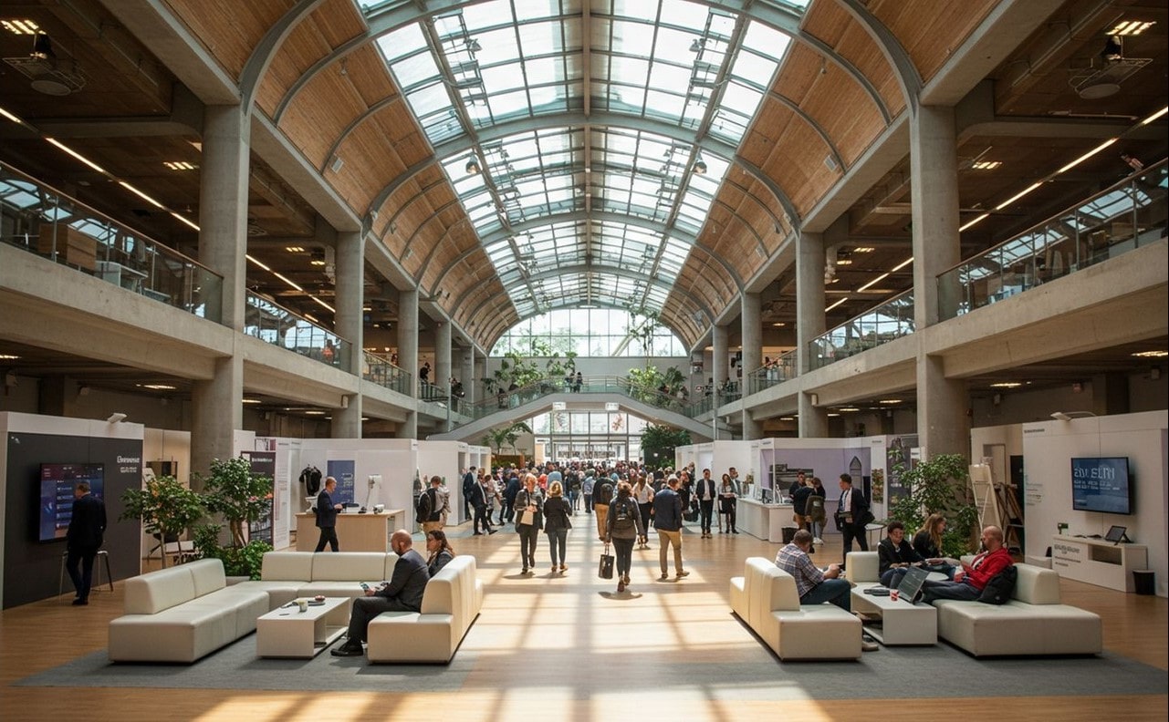 Convention center with glass ceiling