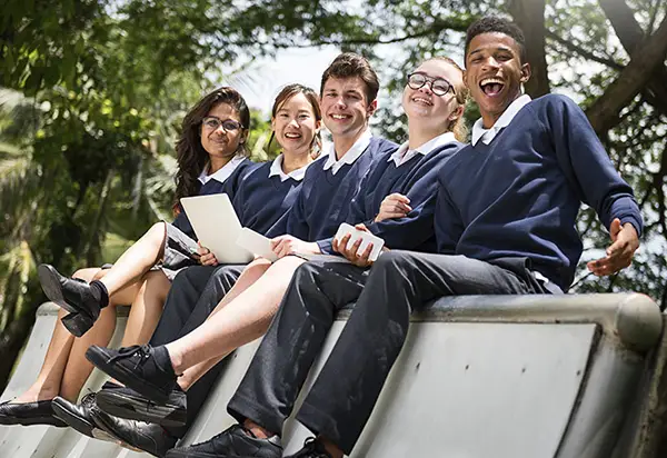 Independent school kids in uniforms