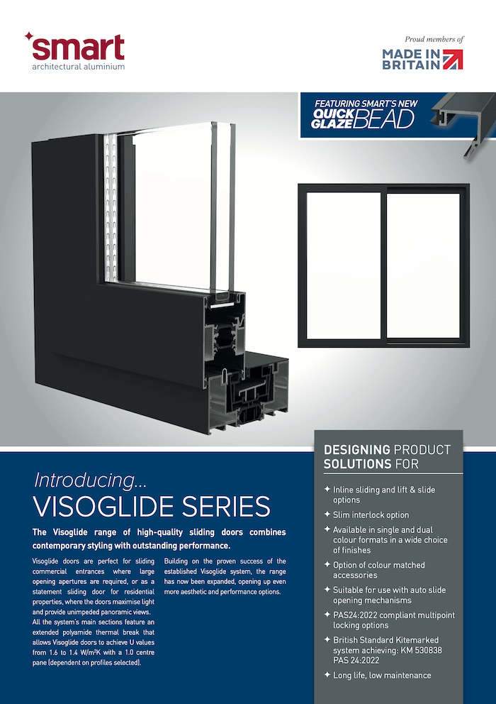 Smart Visoglide aluminium sliding door system cross section and frame design