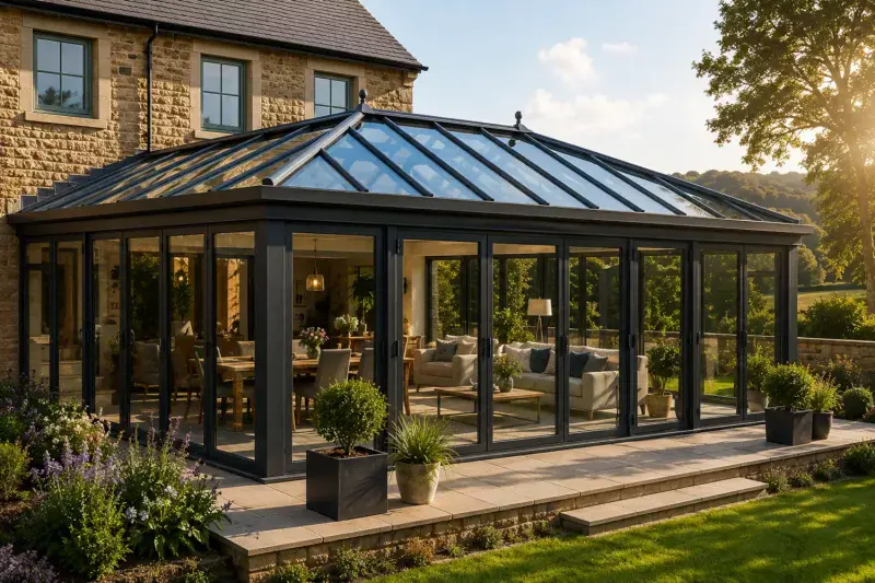large modern glass conservatory