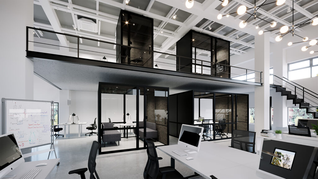 Planeka helpt je bij het ontwerp en inrichting van je modulair kantoor - Je kunt gebruik maken van aparte units voor een moderne kantoorinrichting.