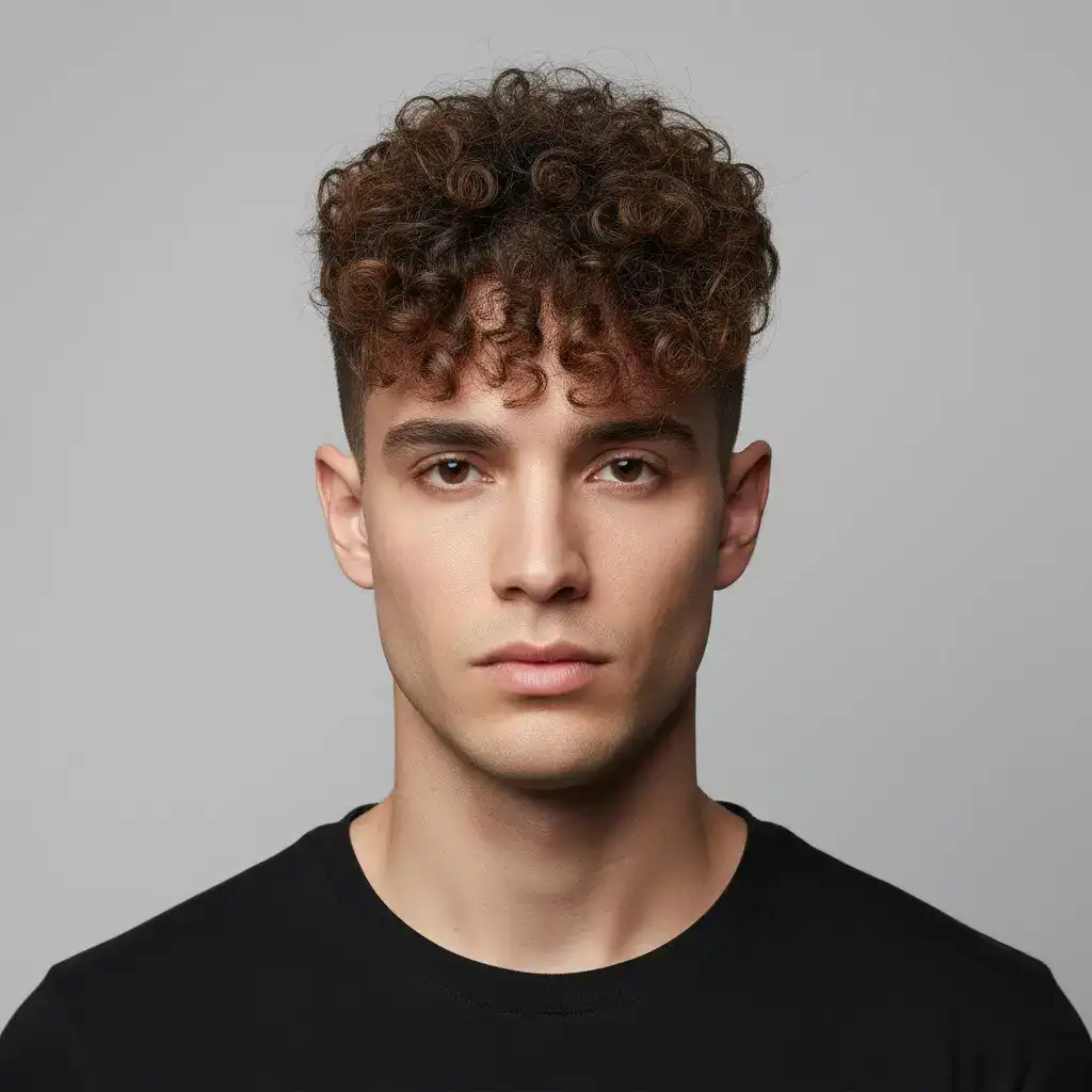 High-resolution studio portrait showing a male Curly Undercut with clean lines, balanced density, and natural growth pattern.