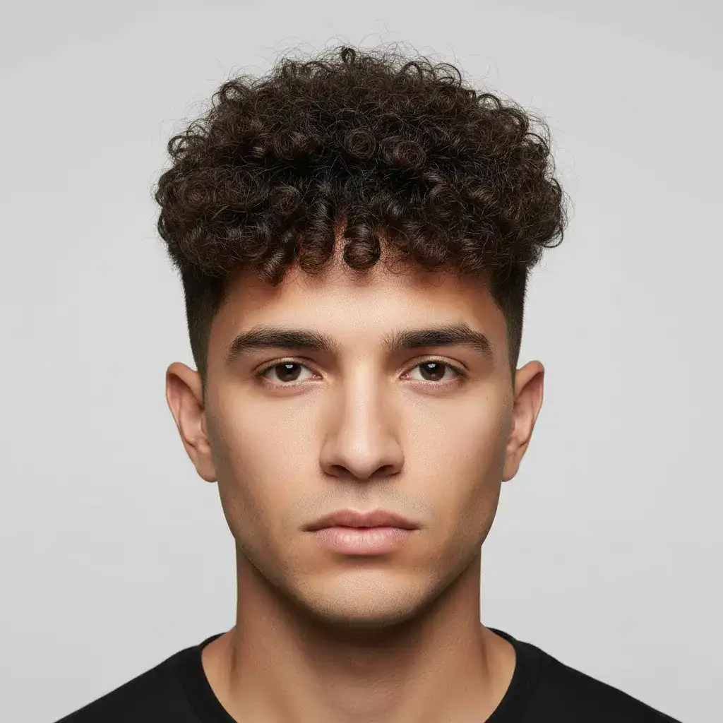 High-resolution studio portrait showing a male Curly Undercut with clean lines, balanced density, and natural growth pattern.