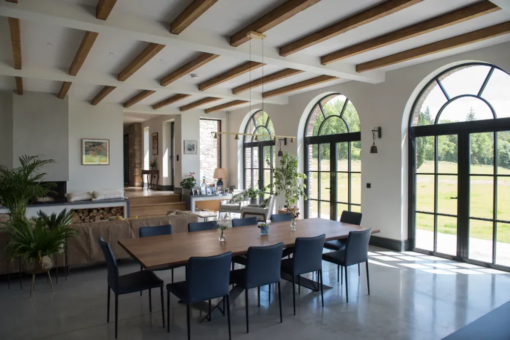 black timber windows