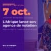 Netumbo Nandi-Ndaitwah, présidente de la Namibie, devant le drapeau namibien ; elle a salué à l'ONU le lancement de l'agence africaine de notation AfCRA