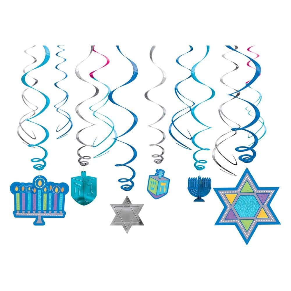 Hanukkah Swirl Decorations, Hanging Decorations