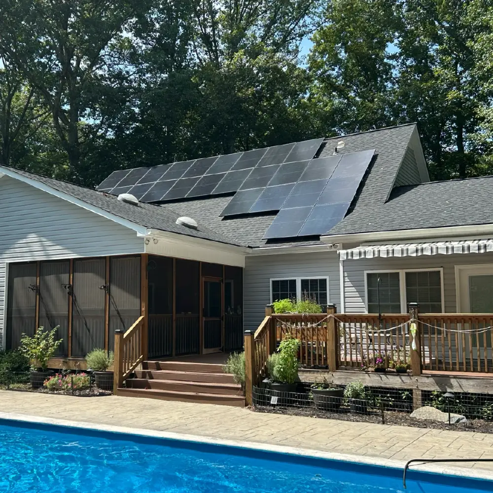 solar home backyard with pool