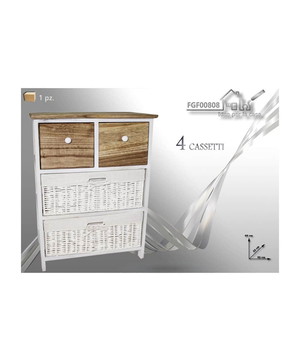 Mobiletto 4 Cassetti Bicolore Ampio