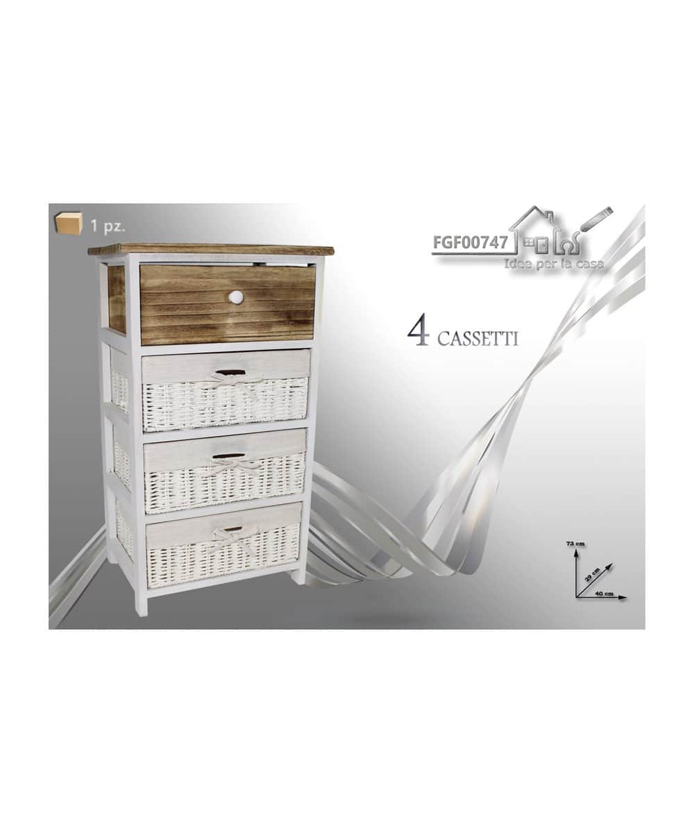Mobiletto 4 Cassetti Bicolore