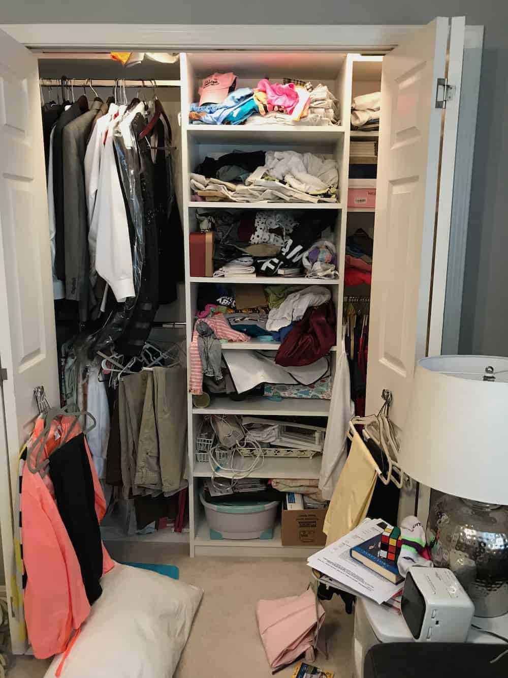 messy closet before organizing session
