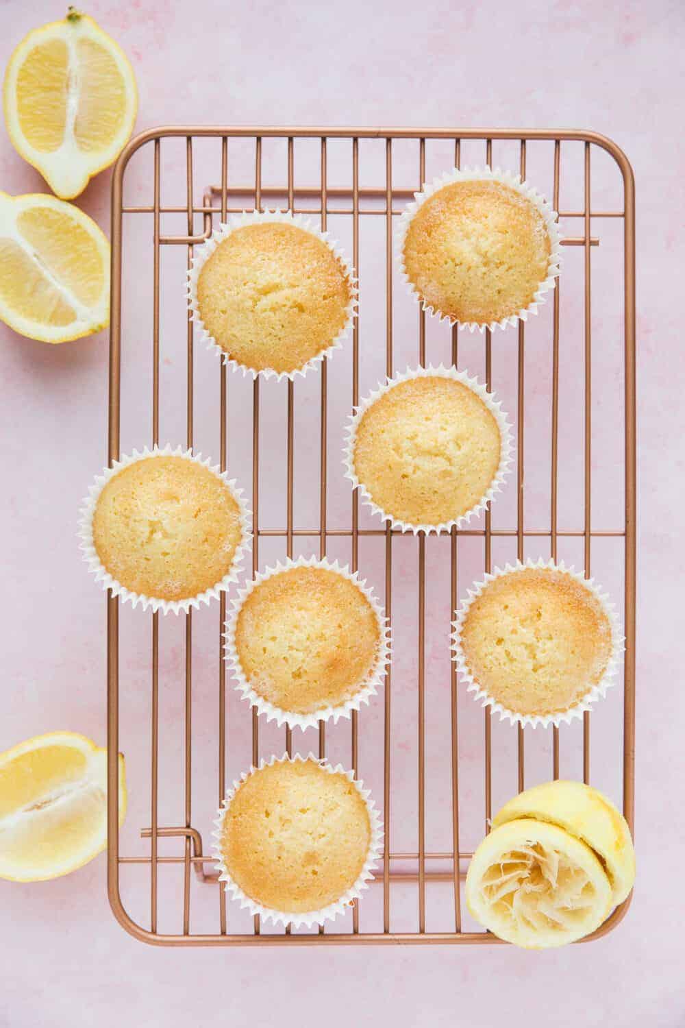 Moist lemon drizzle cupcakes.