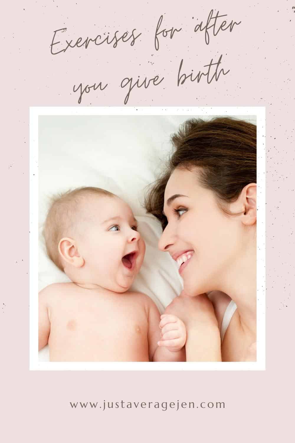 Pinterest pin with brunette woman staring lovingly at open mouthed baby