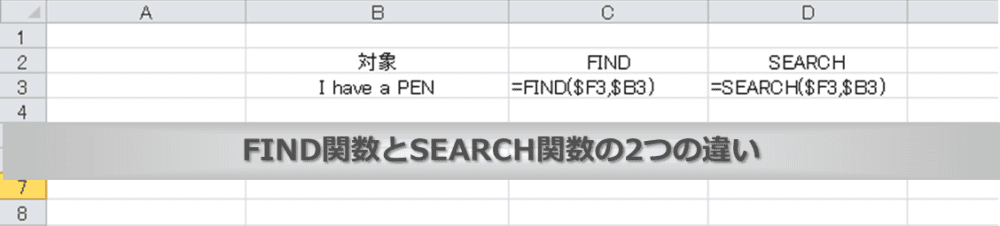 FIND関数とSEARCH関数の2つの違い