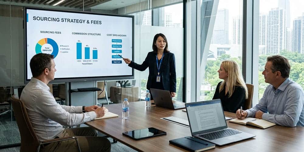 sourcing agent China explaining sourcing fees and commission structure