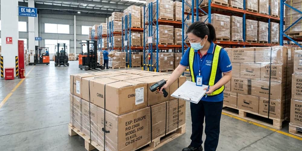 pre-shipment inspection China inspector checking cartons