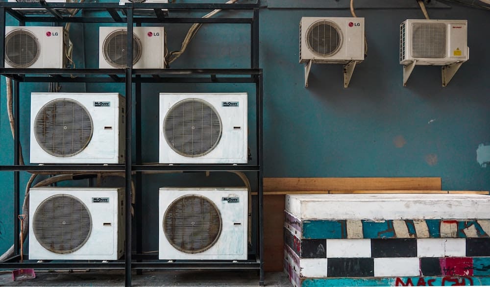 Eight HVAC outdoor units.