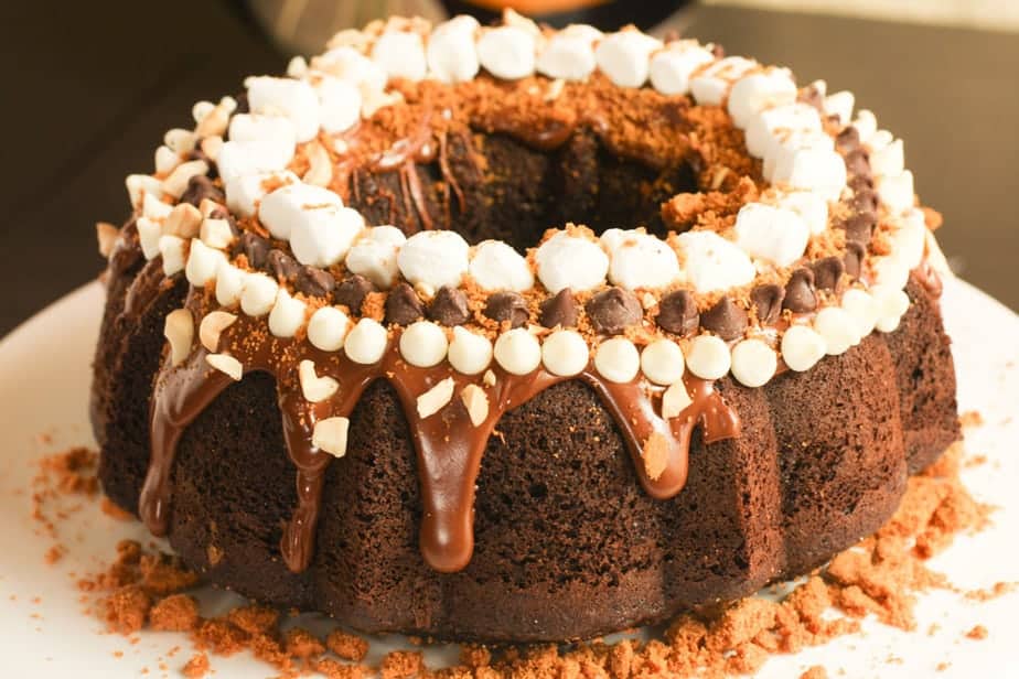 Biscoff and Chocolate Rocky Road Bundt Cake