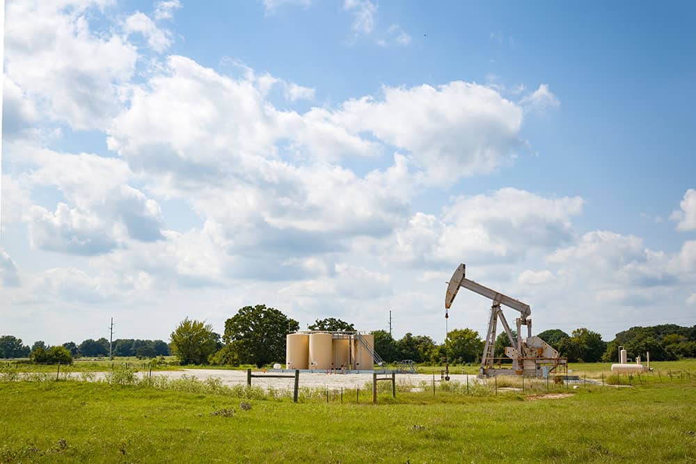 Oil pumpjack at a Texas marginal well production site