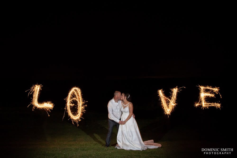 LOVE Sparkler Photo at Blackstock Country Estate