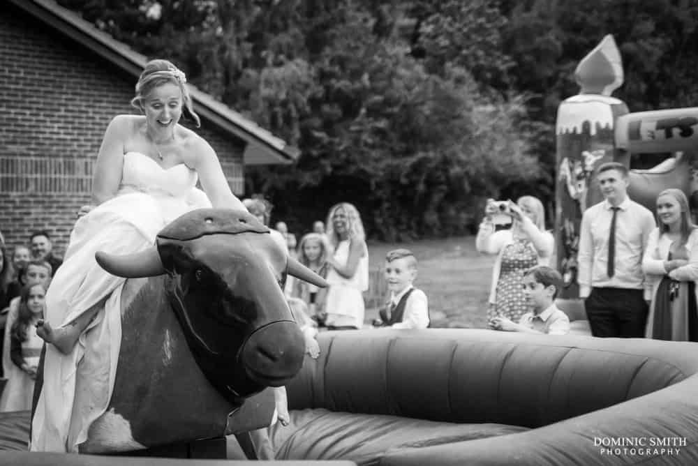 Bride riding a Bucking Bronco