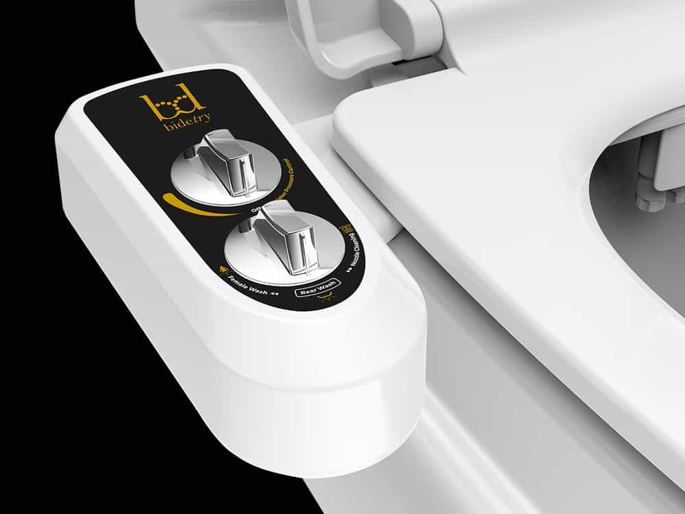 bidetry BX bidet toilet seat attachment with two knobs