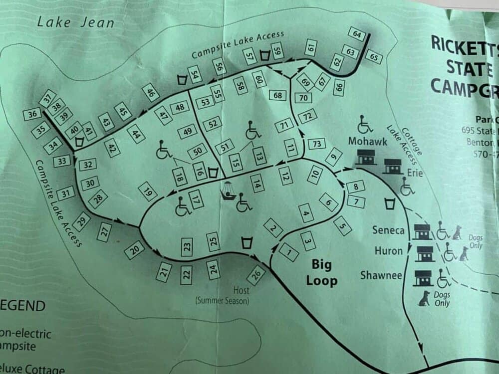 ricketts glen state park campground map